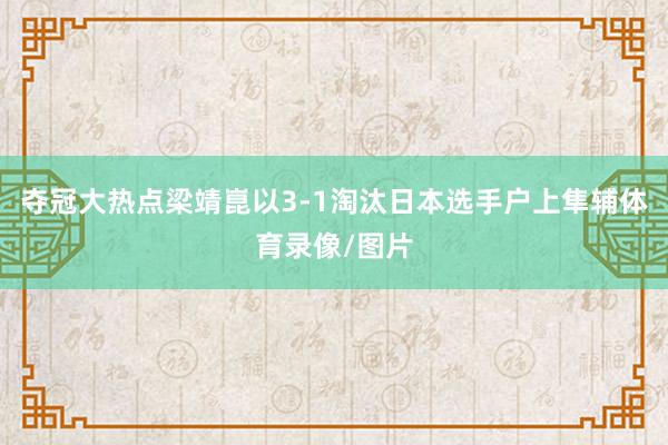 夺冠大热点梁靖崑以3-1淘汰日本选手户上隼辅体育录像/图片